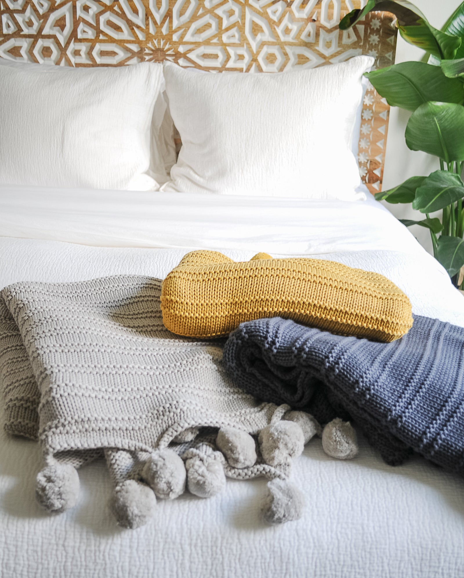 Organic Cotton Comfy Knit Throw - Soft White - zestt llc