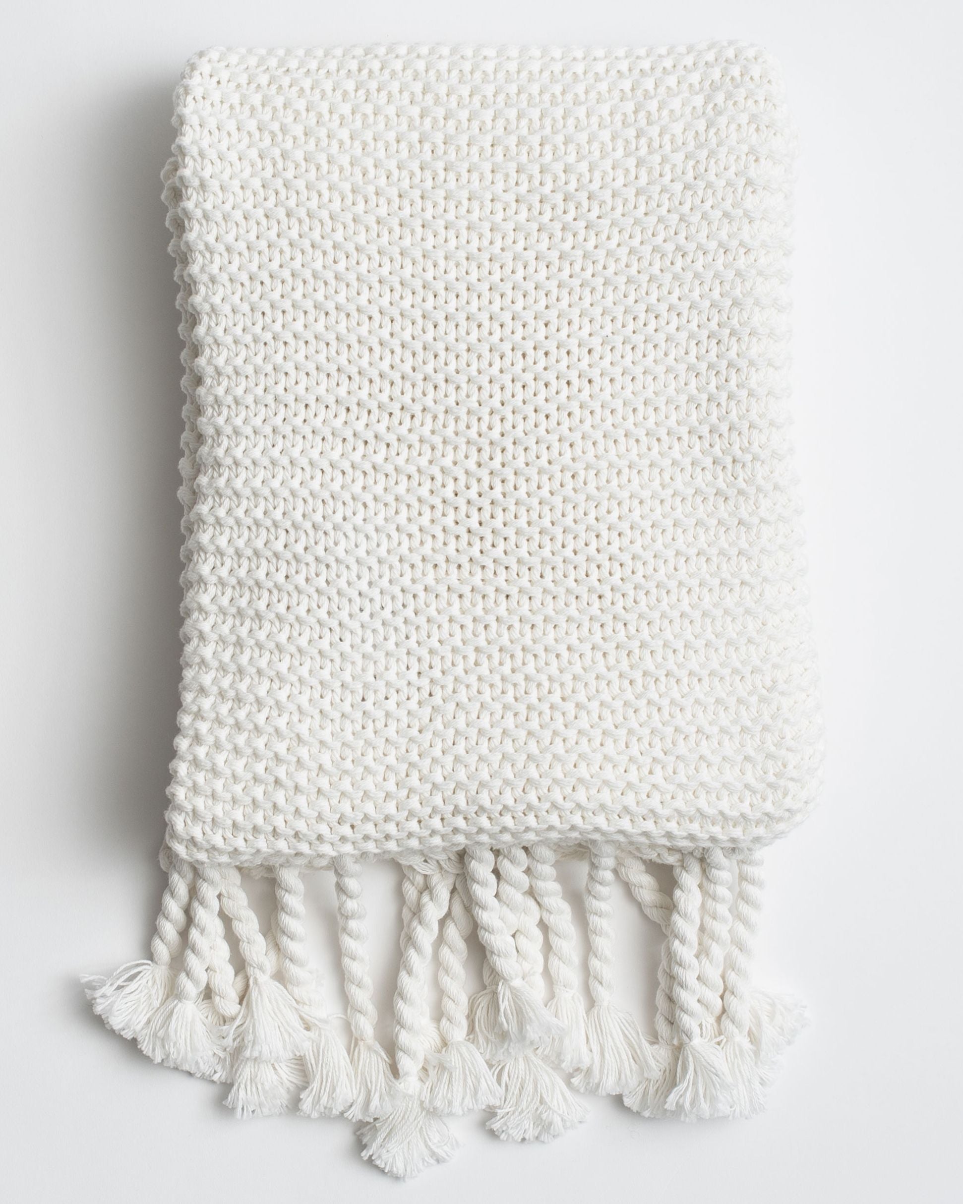 Organic Cotton Comfy Knit Throw shown in Soft White