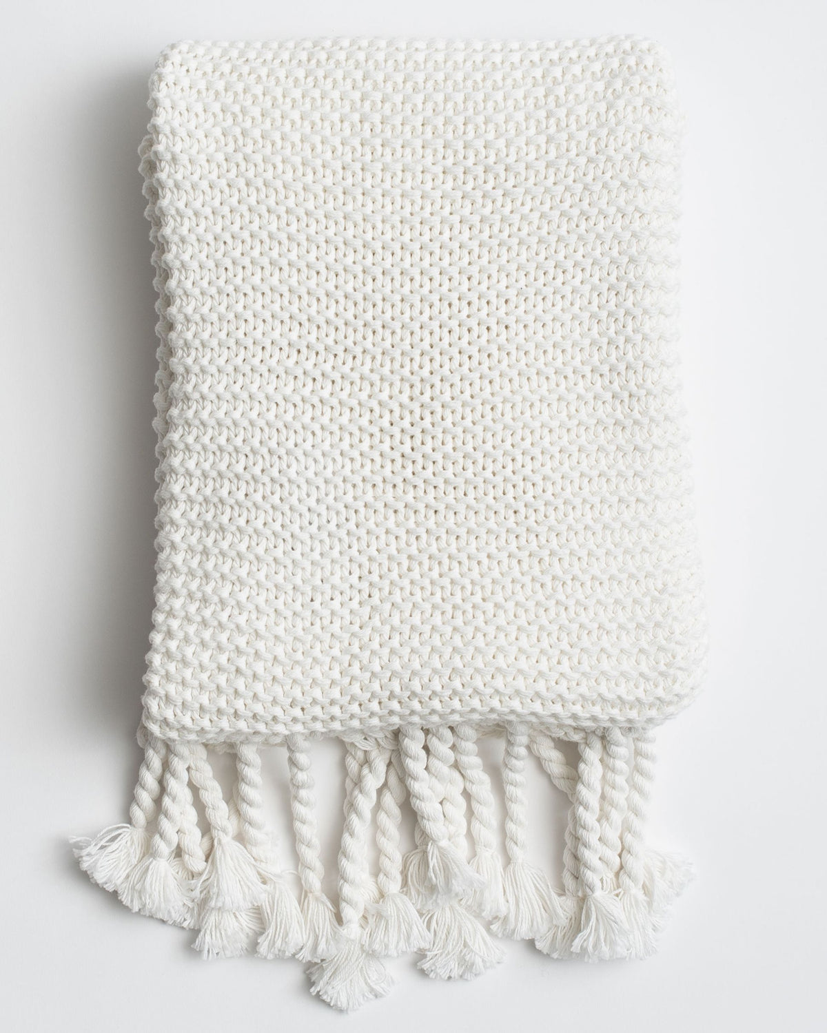 Organic Cotton Comfy Knit Throw shown in Soft White